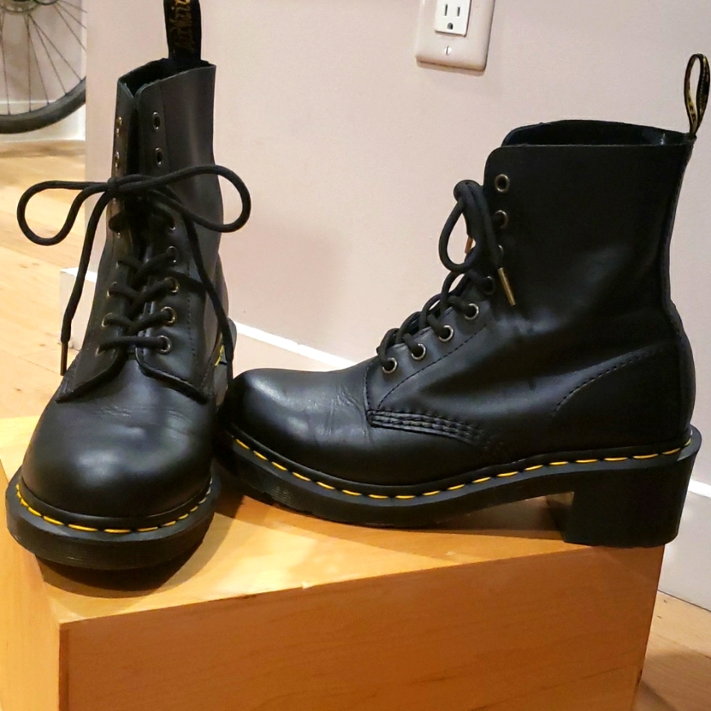 Dr. Martens Black Leather Heeled Boots
